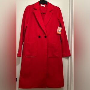 NWT Intempo Elegant Scarlet Double-Breasted Trench Coat
